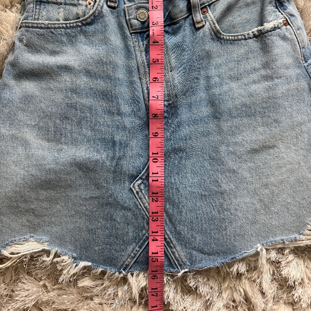 Agolde Criss Cross Buttonfly Distressed Denim Skirt Size 26 - Picture 5 of 9